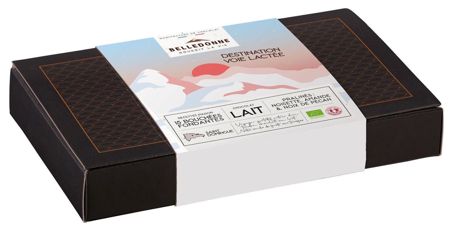 Belledonne -- Destination voie lactée - coffret 15 bonbons - chocolat lait bio - 120 g